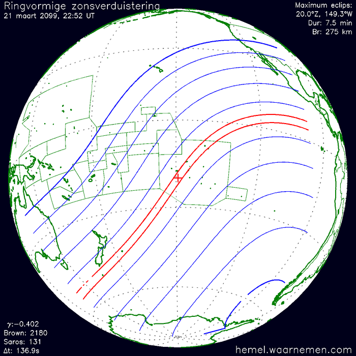 Wereldkaart van de eclips