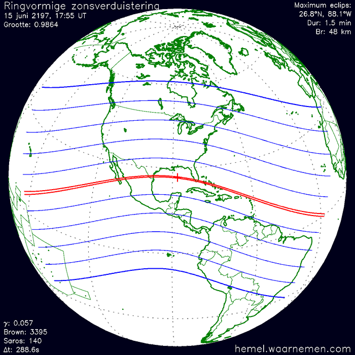 Wereldkaart van de eclips